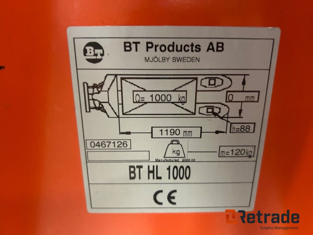 Jekke tralle fra BT HL 1000 - 팔레트 트럭 : 사진 4 Jekke tralle fra BT HL 1000 - 팔레트 트럭 : 사진 4