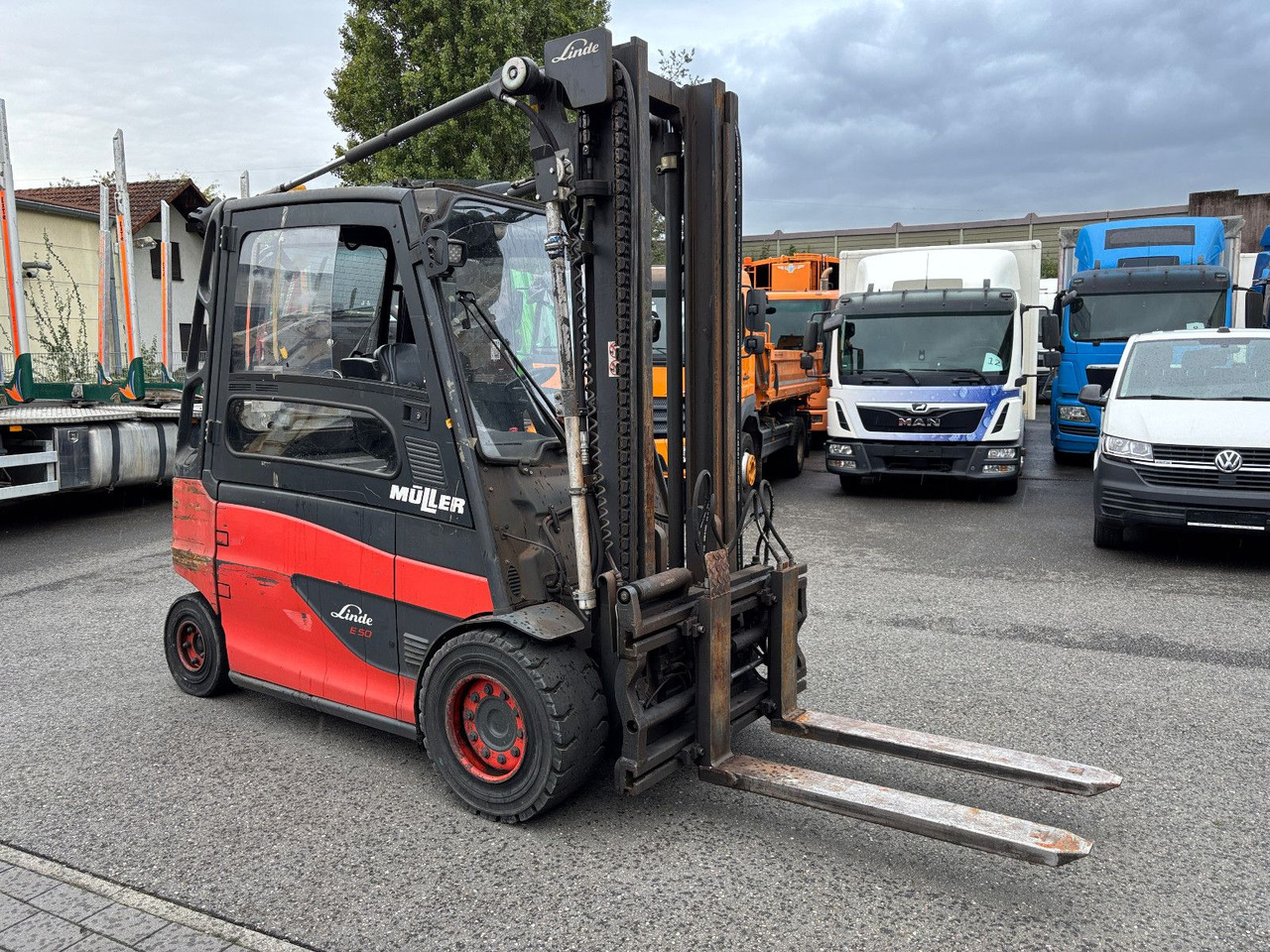 Linde E 50HL-01 Triplex Teleskopgabel - 전기 지게차 : 사진 1 Linde E 50HL-01 Triplex Teleskopgabel - 전기 지게차 : 사진 1