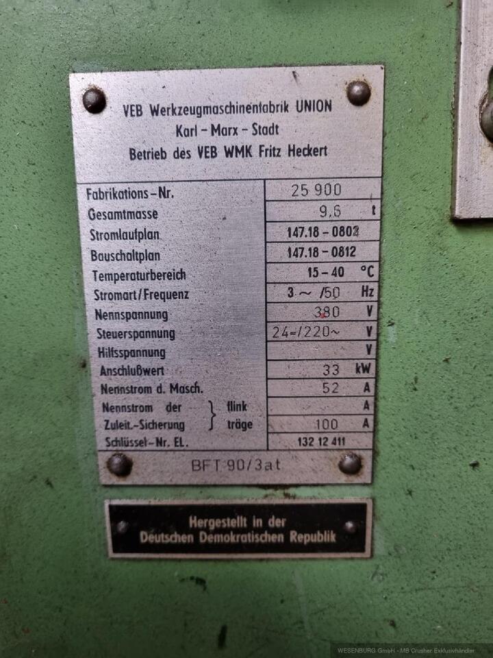 WMW Tischbohr- und Fäswerk UNION BFT 90-3 - 기계 공구 : 사진 5 WMW Tischbohr- und Fäswerk UNION BFT 90-3 - 기계 공구 : 사진 5