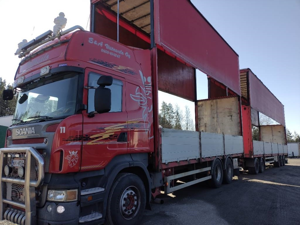 Scania Nousukapelli+Jyki kärry 3m sisäkork.liukukatot - 커튼사이더 트럭 : 사진 1 Scania Nousukapelli+Jyki kärry 3m sisäkork.liukukatot - 커튼사이더 트럭 : 사진 1