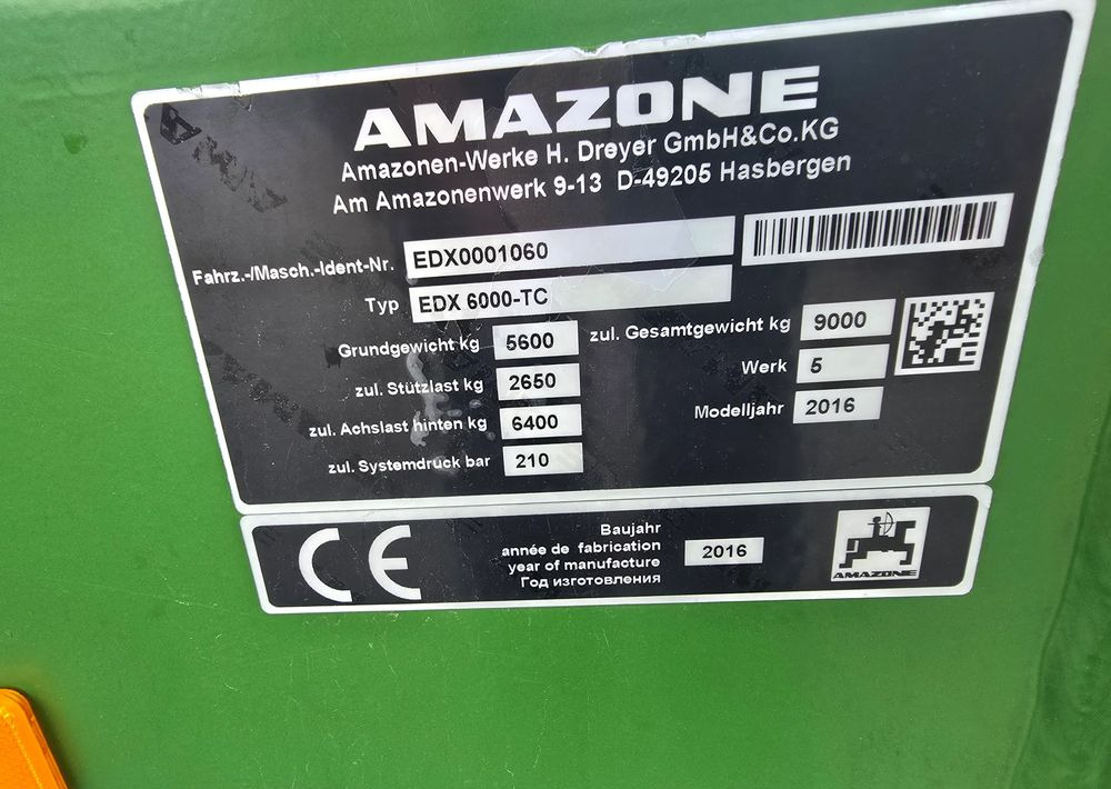 Amazone EDX 6000 TC - 파종기 : 사진 4 Amazone EDX 6000 TC - 파종기 : 사진 4