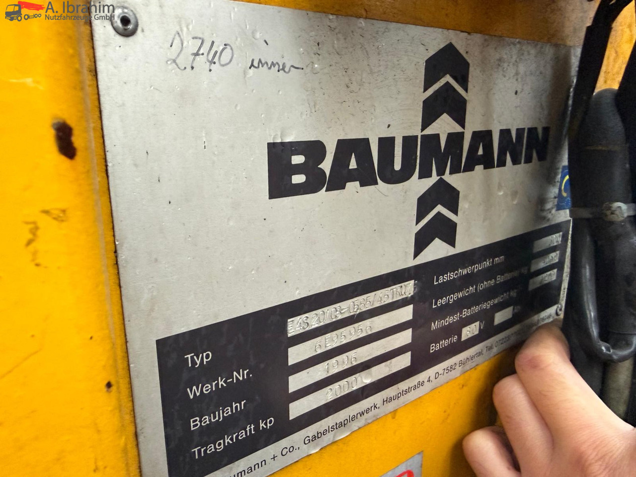 Baumann E 4S20/08 Elektrostapler | 2000 Kg Tragkraft | 80V Batterien - 사이드 로더 : 사진 3 Baumann E 4S20/08 Elektrostapler | 2000 Kg Tragkraft | 80V Batterien - 사이드 로더 : 사진 3