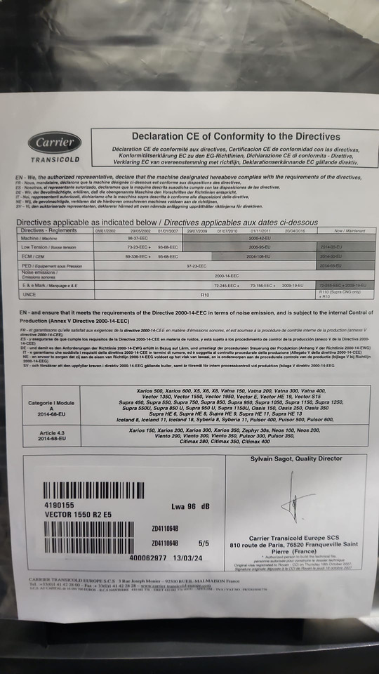 신규 냉장고 유닛 냉동 트레일러 용 CARRIER VECTOR 1550 : 사진 10 신규 냉장고 유닛 냉동 트레일러 용 CARRIER VECTOR 1550 : 사진 10