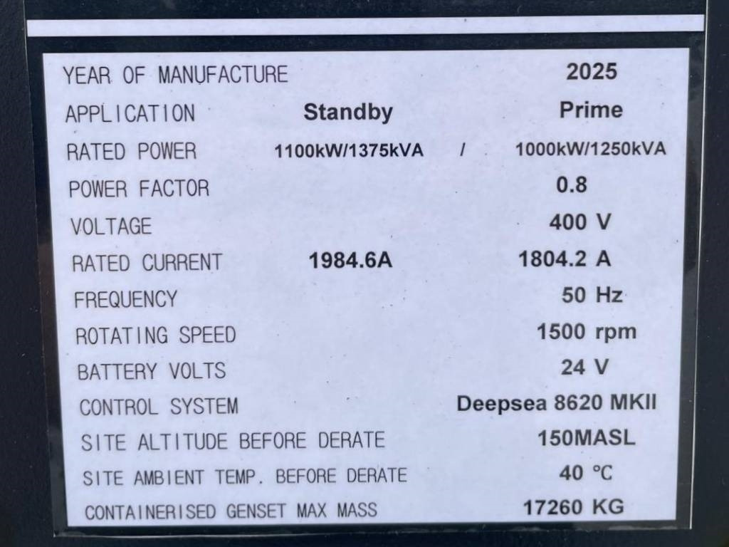 신규 발전기 세트 Cummins KTA50-G3 - 1.375 kVA Generator - DPX-18818-O : 사진 16 신규 발전기 세트 Cummins KTA50-G3 - 1.375 kVA Generator - DPX-18818-O : 사진 16