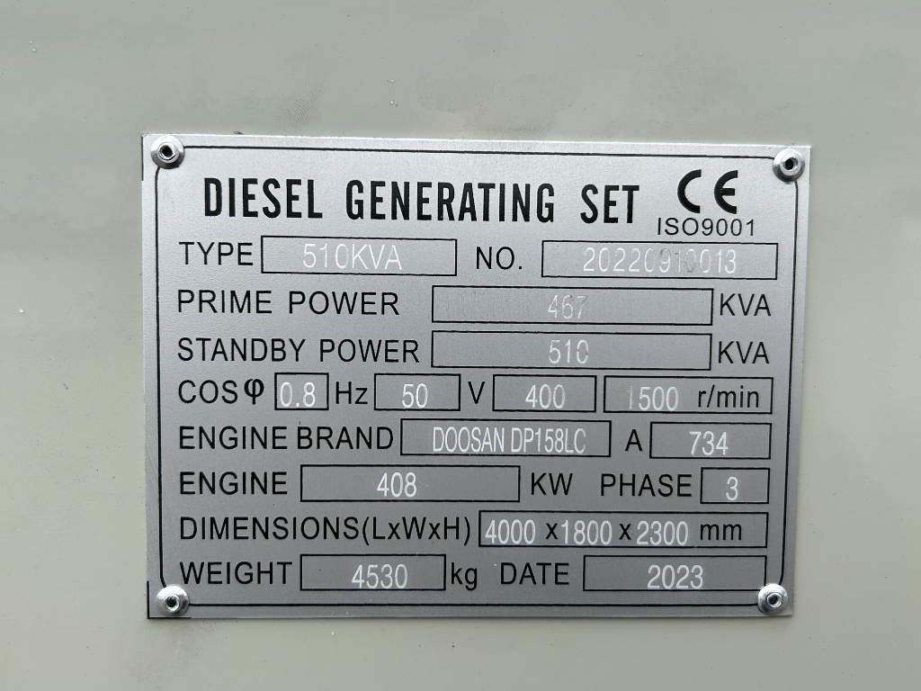 Doosan DP158LC - 510 kVA Generator - DPX-19855 - 발전기 세트 : 사진 4 Doosan DP158LC - 510 kVA Generator - DPX-19855 - 발전기 세트 : 사진 4
