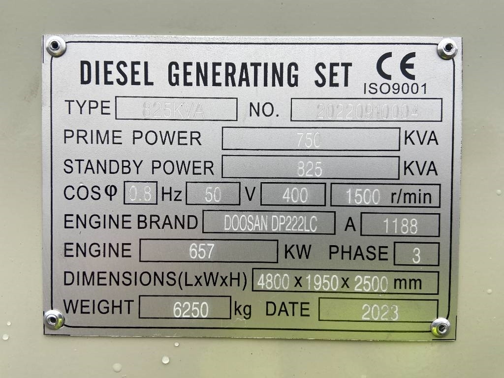Doosan DP222LC - 825 kVA Generator - DPX-19858 - 발전기 세트 : 사진 4 Doosan DP222LC - 825 kVA Generator - DPX-19858 - 발전기 세트 : 사진 4