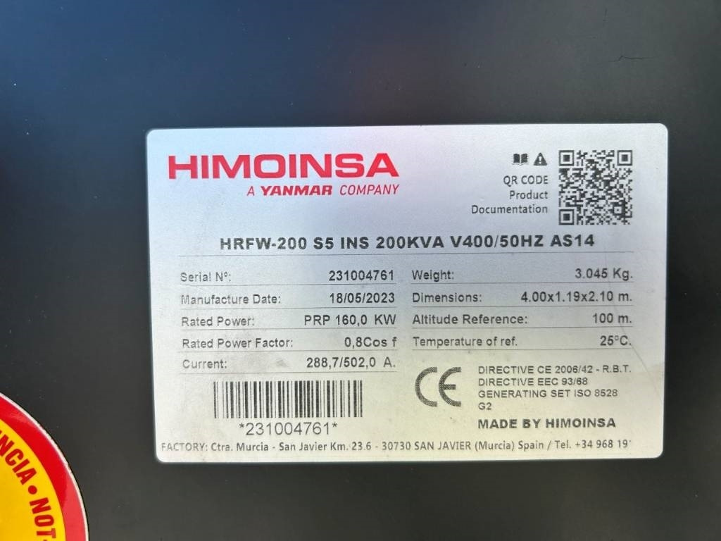 Himoinsa HRFW-200S5 - 200 kVA Stage V - DPX-12636 - 발전기 세트 : 사진 5 Himoinsa HRFW-200S5 - 200 kVA Stage V - DPX-12636 - 발전기 세트 : 사진 5