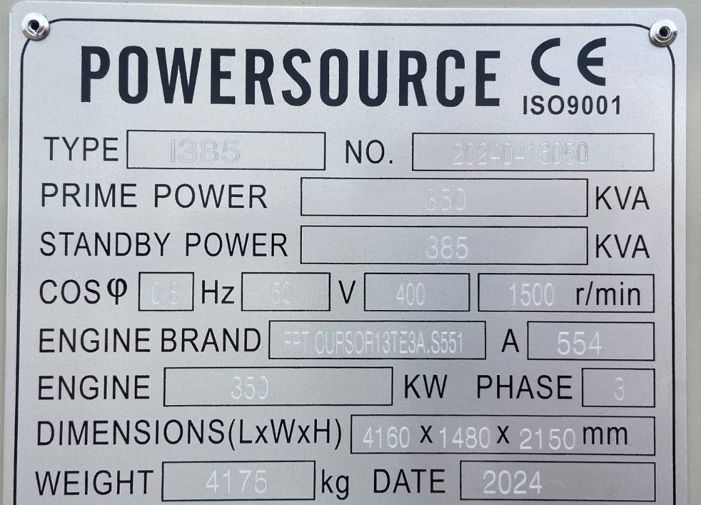 Iveco CR13TE2A - 385 kVA Generator - DPX-19795 - 발전기 세트 : 사진 4 Iveco CR13TE2A - 385 kVA Generator - DPX-19795 - 발전기 세트 : 사진 4