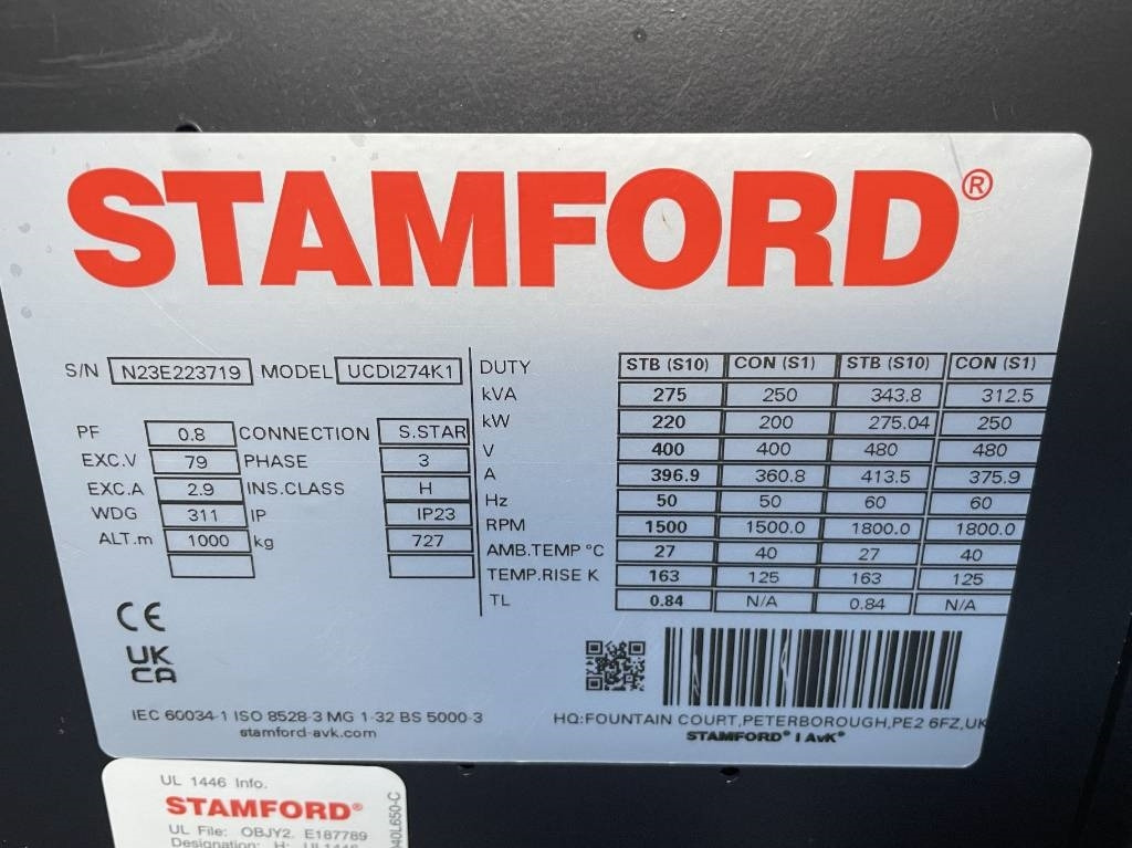 신규 발전기 세트 Volvo TAD841GE - 275 kVA Generator - DPX-18876 : 사진 20