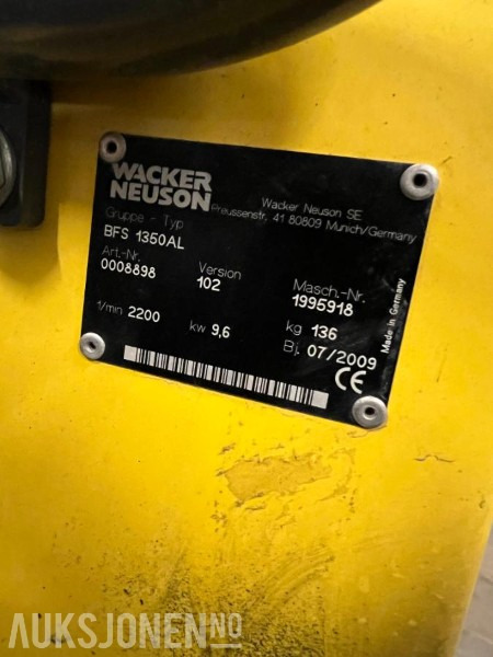2009 Wacker Neuson BFS 1350AL - Asfalt og betongsag. - 건설장비 : 사진 5 2009 Wacker Neuson BFS 1350AL - Asfalt og betongsag. - 건설장비 : 사진 5