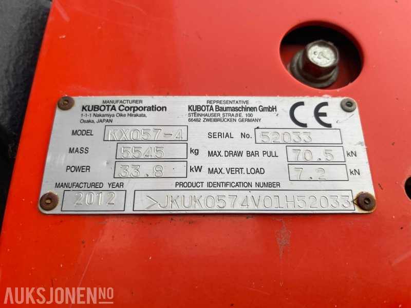 미니 굴삭기 2012 Kubota KX057-4 Gravemaskin med tiltrotator, tre skuffer, kun 4408 timer : 사진 19 미니 굴삭기 2012 Kubota KX057-4 Gravemaskin med tiltrotator, tre skuffer, kun 4408 timer : 사진 19