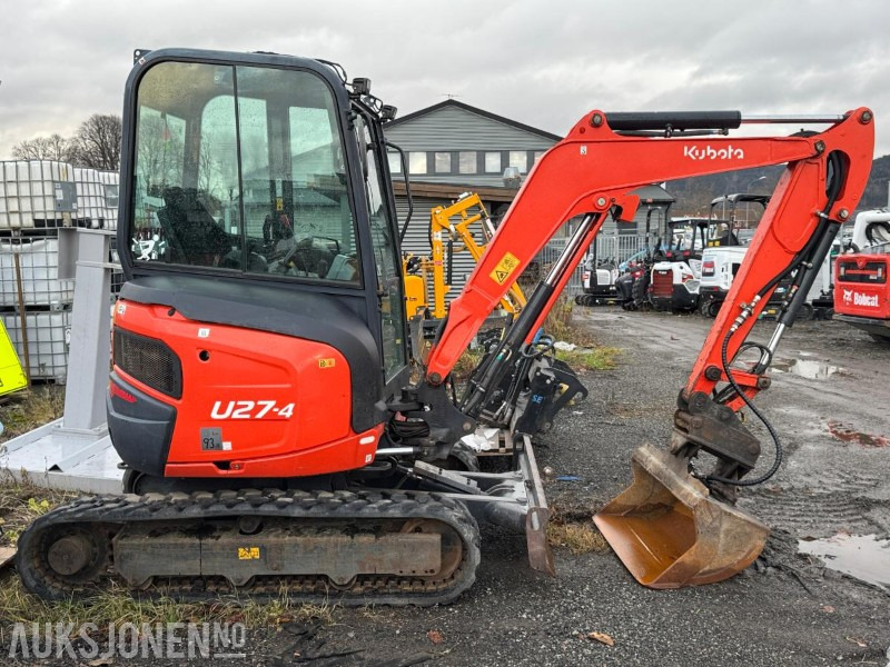 2015 Kubota U27-4 minigraver med skuffe / 1611 timer - 미니 굴삭기 : 사진 4 2015 Kubota U27-4 minigraver med skuffe / 1611 timer - 미니 굴삭기 : 사진 4