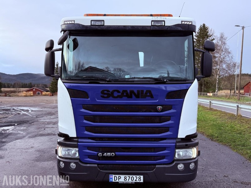 2016 Scania G450 EURO 6 444933 km m/ Krokflak med Hiab 140 AW kran - 후크 리프트 트럭 : 사진 2 2016 Scania G450 EURO 6 444933 km m/ Krokflak med Hiab 140 AW kran - 후크 리프트 트럭 : 사진 2