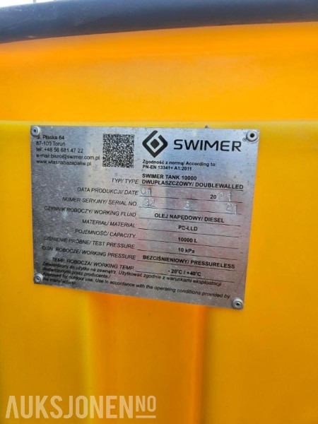 Swimer classic 10m3 Dieseltank - Dobbeltvegget - Godkjent - Overfyllingsvern - 230V - 건설장비 : 사진 4 Swimer classic 10m3 Dieseltank - Dobbeltvegget - Godkjent - Overfyllingsvern - 230V - 건설장비 : 사진 4
