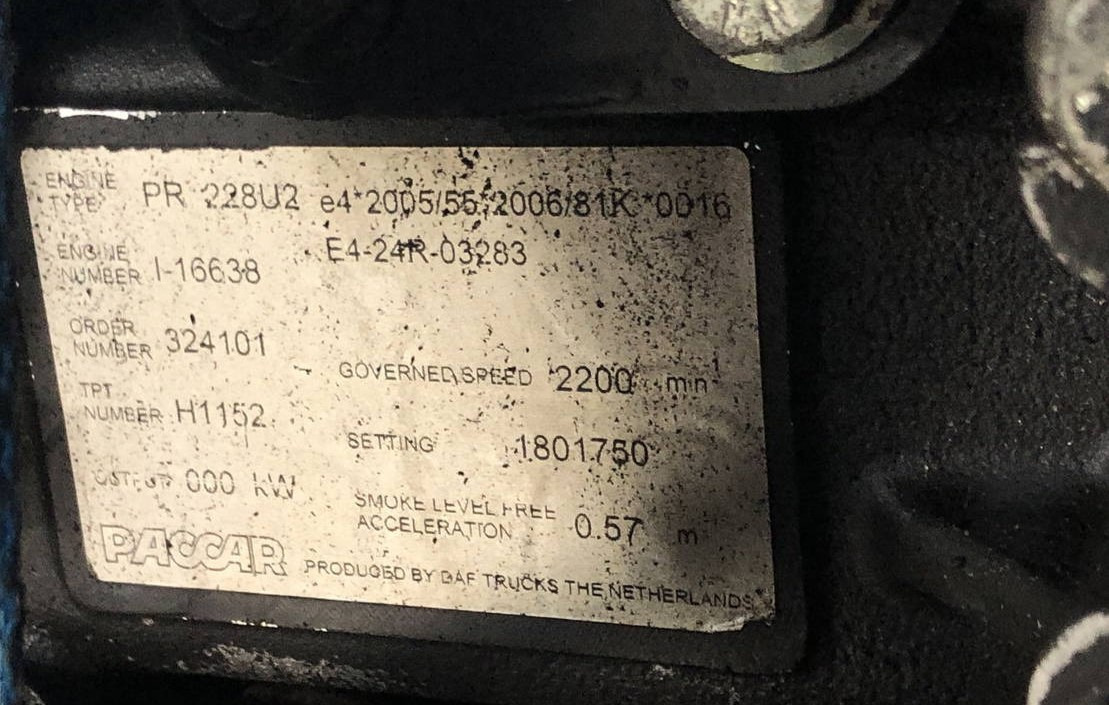 DAF PR 228 U2 EEV DAF CF 4x2, CF 6x2 - 엔진 트럭 용 : 사진 4 DAF PR 228 U2 EEV DAF CF 4x2, CF 6x2 - 엔진 트럭 용 : 사진 4