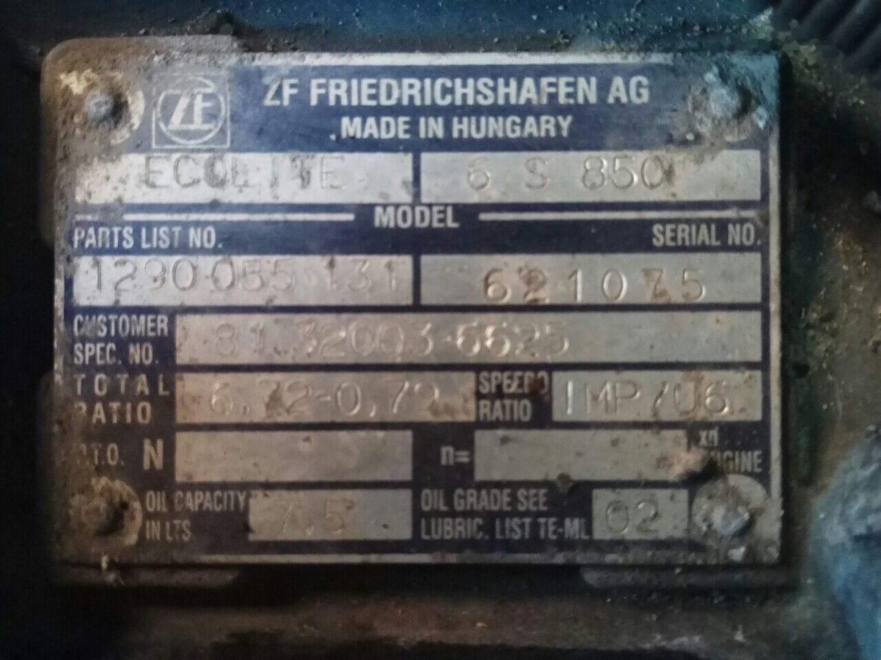 ZF 6s850 81.32003-6625 MAN L2000 TGL - 기어박스 트럭 용 : 사진 1 ZF 6s850 81.32003-6625 MAN L2000 TGL - 기어박스 트럭 용 : 사진 1