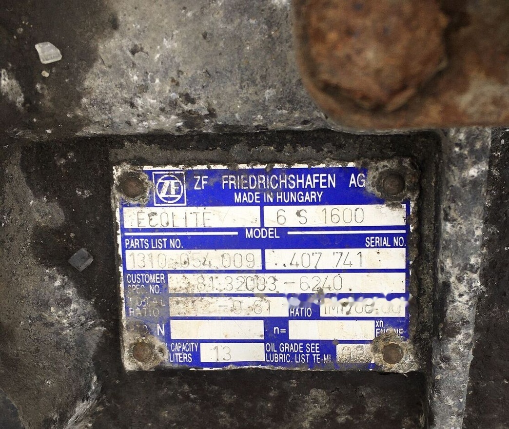 ZF Ecolite 6S1600 1310054009 - 기어박스 버스 용 : 사진 1 ZF Ecolite 6S1600 1310054009 - 기어박스 버스 용 : 사진 1