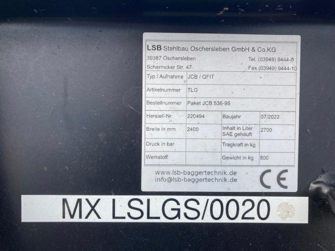 LEICHTGUTSCHAUFEL JCB - 로더 버킷 : 사진 4 LEICHTGUTSCHAUFEL JCB - 로더 버킷 : 사진 4
