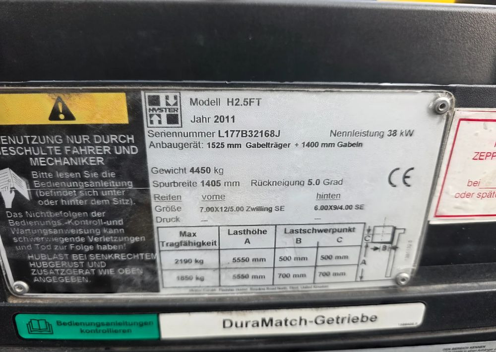 Hyster H2.5FT /LPG/ 1 WŁAŚCICIEL /1923 MTH / - 지게차 : 사진 5 Hyster H2.5FT /LPG/ 1 WŁAŚCICIEL /1923 MTH / - 지게차 : 사진 5