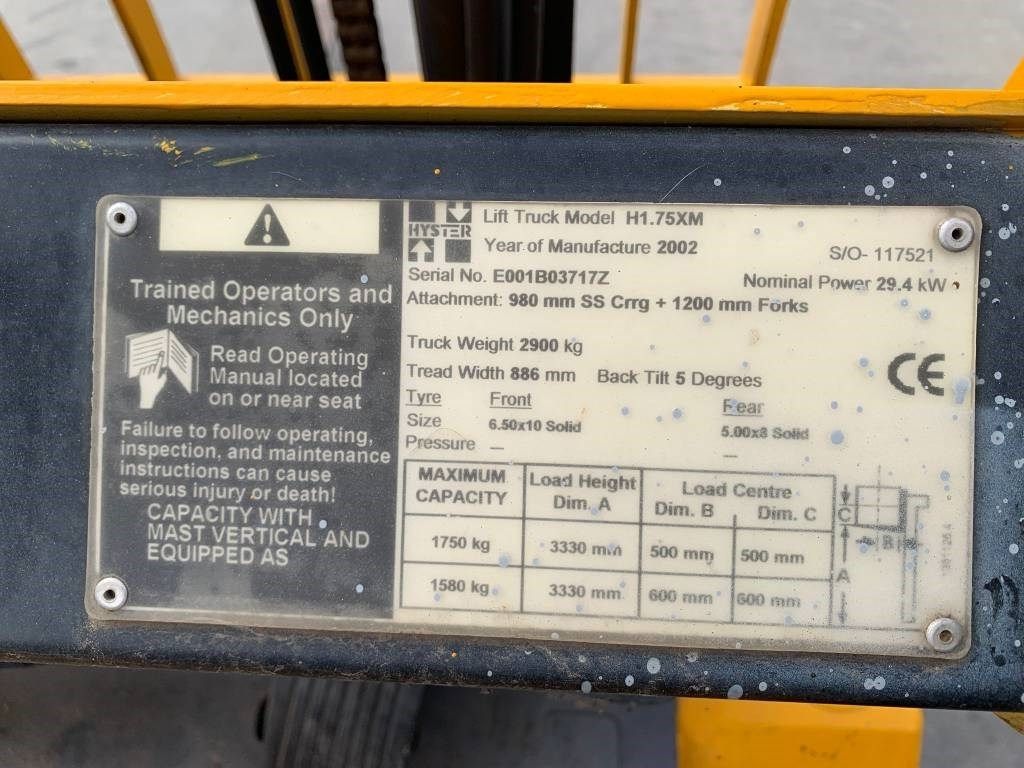 Hyster H 1.75 XM - LPG 지게차 : 사진 3 Hyster H 1.75 XM - LPG 지게차 : 사진 3