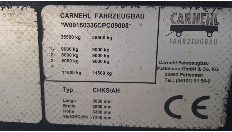 Carnehl Kippmulde 3 Achser Hardox 26 Kubik - 덤프 세미 트레일러 : 사진 5 Carnehl Kippmulde 3 Achser Hardox 26 Kubik - 덤프 세미 트레일러 : 사진 5