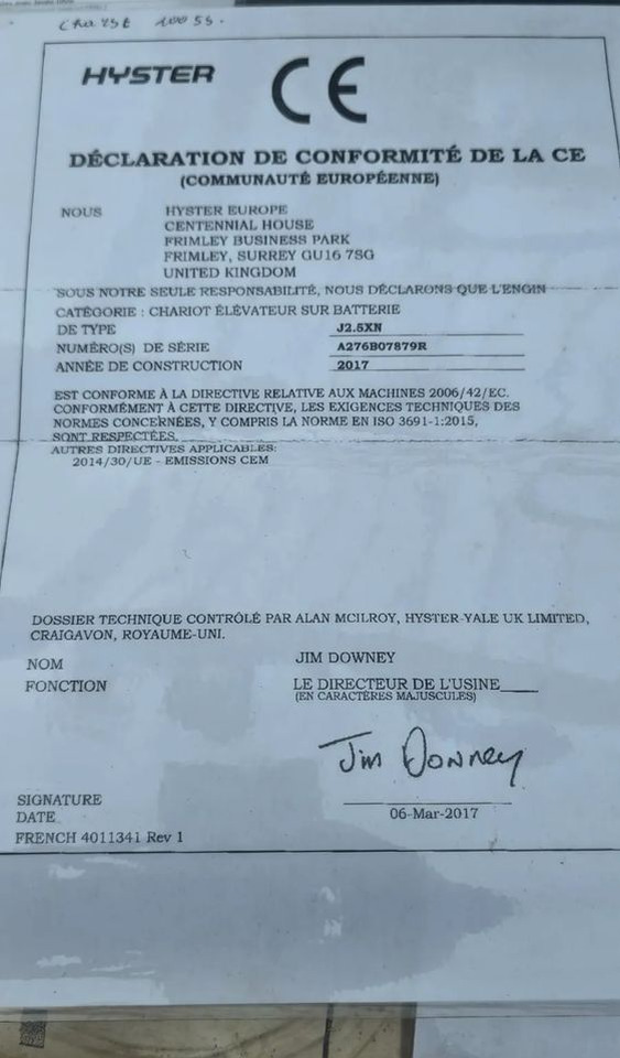 전기 지게차 Hyster J2.5XN : 사진 17