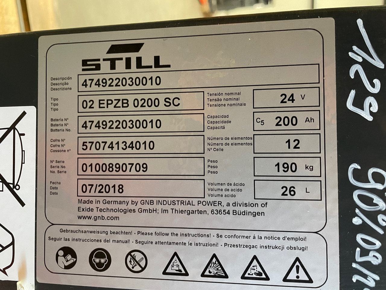 Exide 24 Volt I 2EPzB 200 - 배터리 자재 취급 장비 용 : 사진 2 Exide 24 Volt I 2EPzB 200 - 배터리 자재 취급 장비 용 : 사진 2