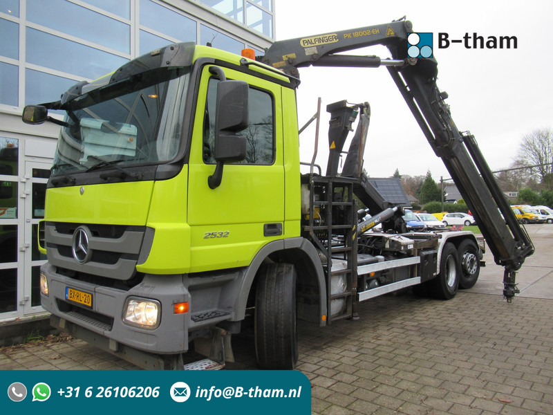 Mercedes-Benz ACTROS 2532 6x2 Palift T20 + Palfinger PK18002-EH Haak - Kraan - 후크 리프트 트럭, 크레인 트럭 : 사진 1 Mercedes-Benz ACTROS 2532 6x2 Palift T20 + Palfinger PK18002-EH Haak - Kraan - 후크 리프트 트럭, 크레인 트럭 : 사진 1
