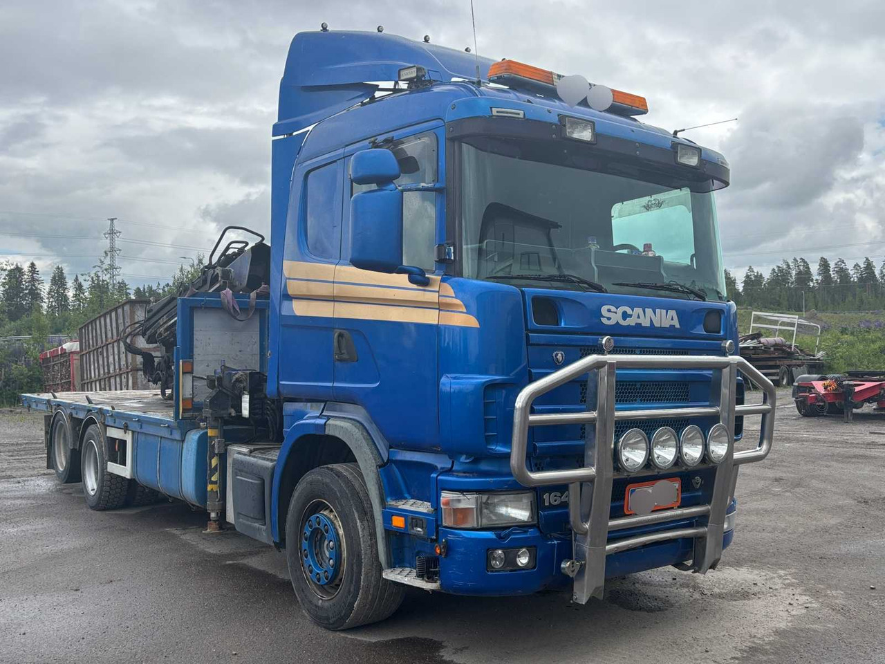 Truck Scania R 164 460 + crane PM 35.5 SP - 드롭사이드/ 플랫베드 트럭, 크레인 트럭 : 사진 3 Truck Scania R 164 460 + crane PM 35.5 SP - 드롭사이드/ 플랫베드 트럭, 크레인 트럭 : 사진 3
