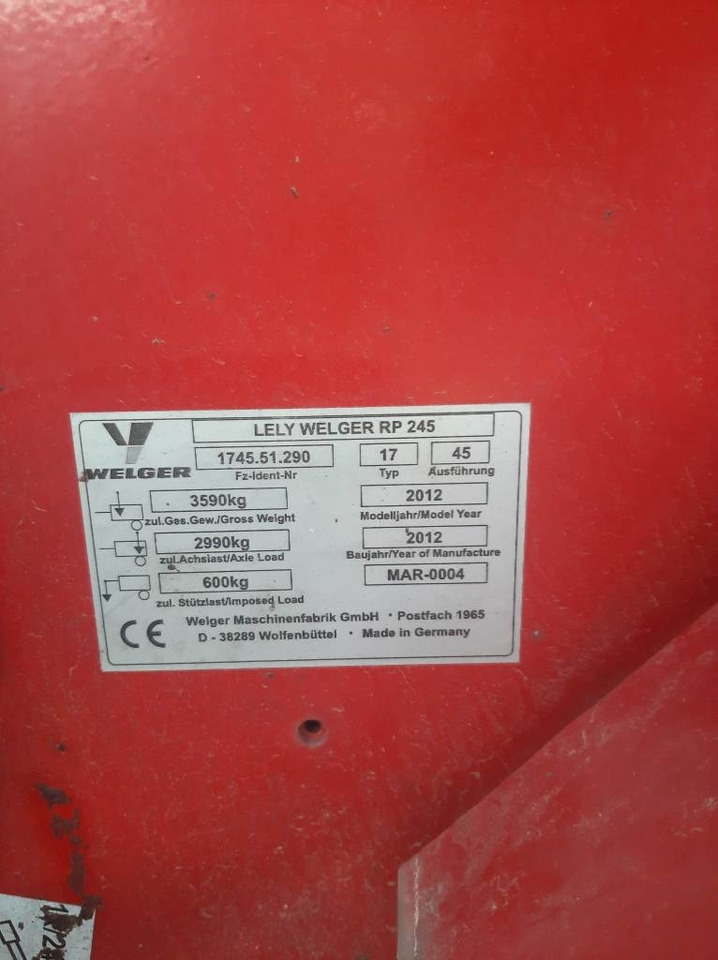 Lely Welger RP 245 Profi - 원형 베일러 : 사진 5 Lely Welger RP 245 Profi - 원형 베일러 : 사진 5