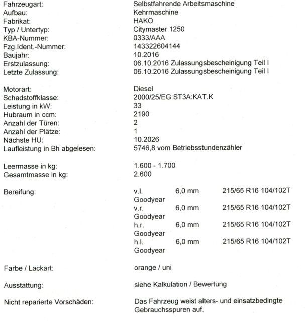 Hako Citymaster 1250 Kehrmaschine - 거리 청소 차량 : 사진 2 Hako Citymaster 1250 Kehrmaschine - 거리 청소 차량 : 사진 2