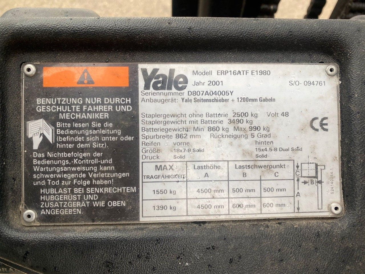 Yale Stapler ERP16ATF E1980 48Volt 1550kg - 전기 지게차 : 사진 2 Yale Stapler ERP16ATF E1980 48Volt 1550kg - 전기 지게차 : 사진 2