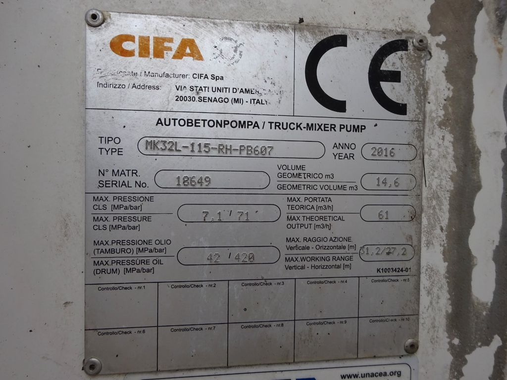콘크리트 펌프 트럭 Scania PUMI CIFA 32 Meter  4 Knick. : 사진 15