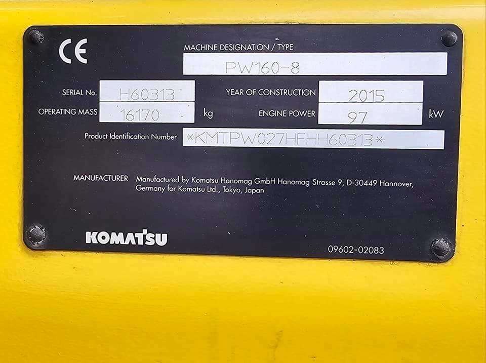 휠 굴삭기 Komatsu pw 160 -8 : 사진 42