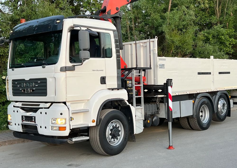 드롭사이드/ 플랫베드 트럭, 크레인 트럭 MAN * TGA 26-440 * 4x6 Hydrodrive * HDS Palfinger PK 20002 * Bardzo Dobry Stan : 사진 12