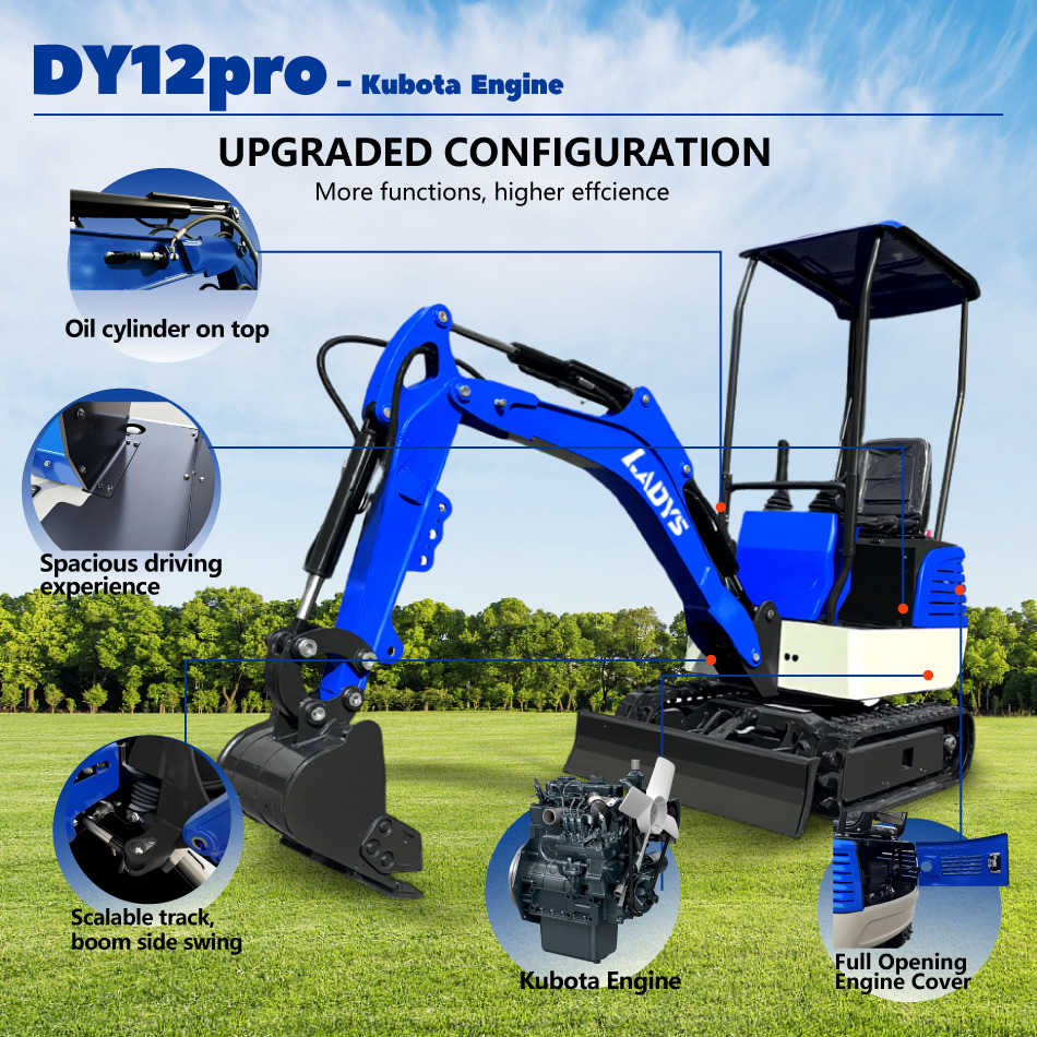 LADYS DY12Pro Mini Excavator Kubota Engine Euro 5/EPA/CE Mini Excavator Digger Miniexcavadora Mini Excavator For Sale - 크롤러 굴삭기 : 사진 3 LADYS DY12Pro Mini Excavator Kubota Engine Euro 5/EPA/CE Mini Excavator Digger Miniexcavadora Mini Excavator For Sale - 크롤러 굴삭기 : 사진 3