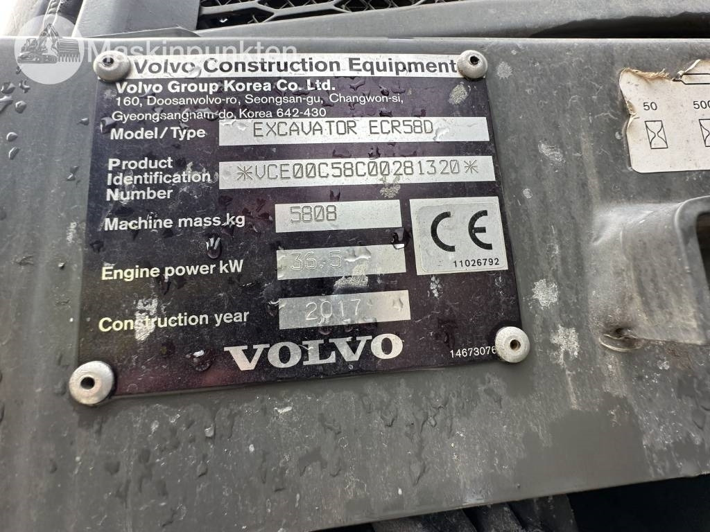 미니 굴삭기 Volvo ECR 58 D : 사진 8