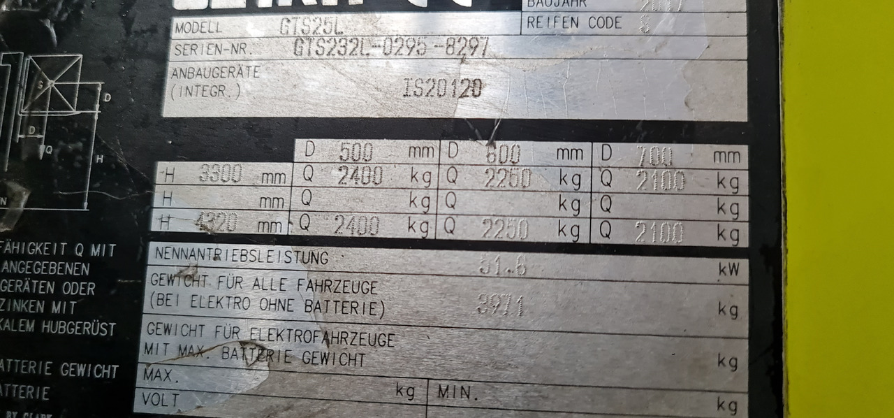 CLARK GTX 25L - LPG 지게차 : 사진 4 CLARK GTX 25L - LPG 지게차 : 사진 4