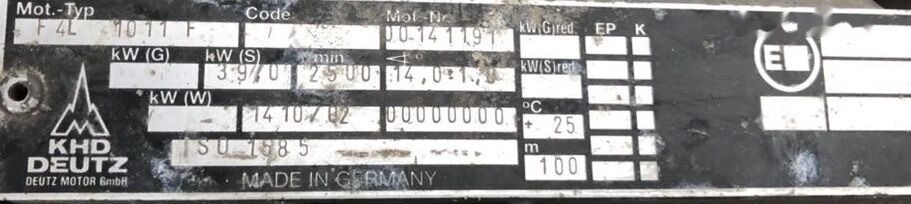 Deutz F4L1011F Kramer - 엔진 휠 로더 용 : 사진 3 Deutz F4L1011F Kramer - 엔진 휠 로더 용 : 사진 3