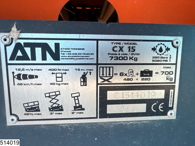 ATN CX15 4x4, H15 mtr, Max 700kg - 고가작업 플랫폼 : 사진 5 ATN CX15 4x4, H15 mtr, Max 700kg - 고가작업 플랫폼 : 사진 5