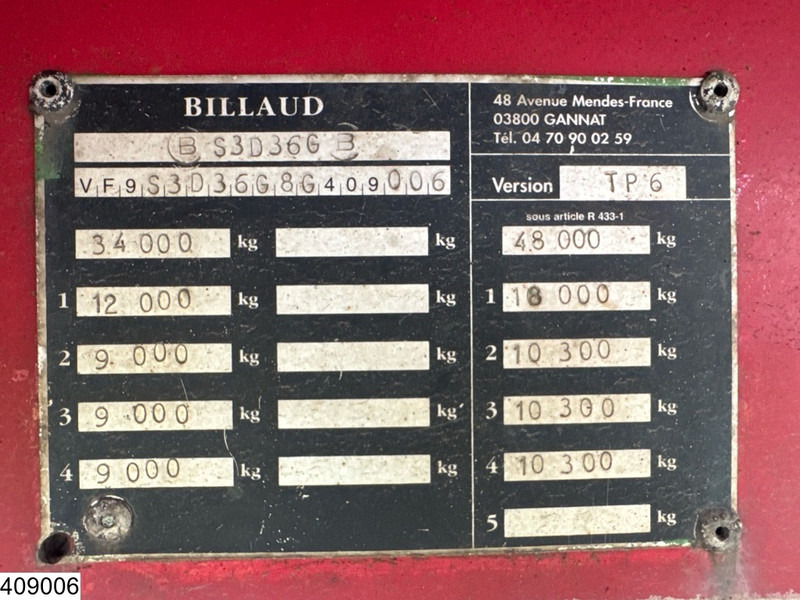 Billaud Chassis Wood transport, Jonsered, Extendable. - 목재 세미 트레일러 : 사진 4 Billaud Chassis Wood transport, Jonsered, Extendable. - 목재 세미 트레일러 : 사진 4