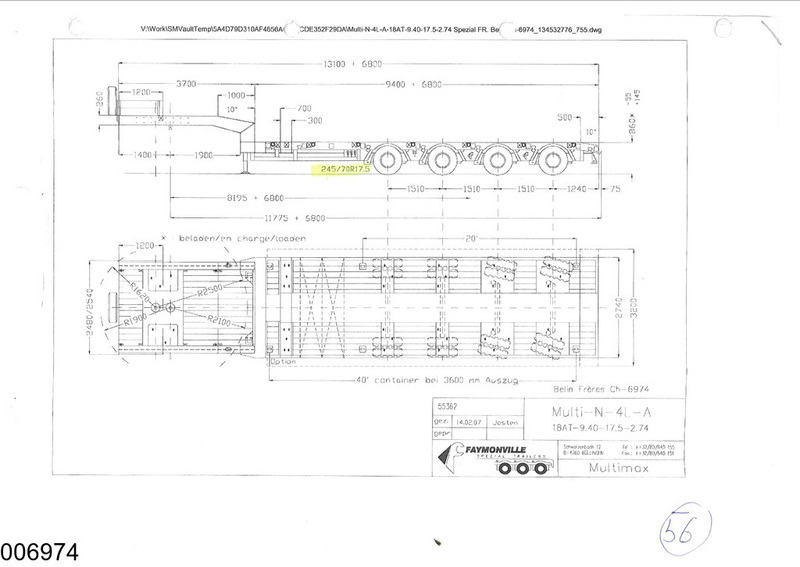 Faymonville Lowbed 63.000 KG, 19.90 Mtr, Extandable - 저하대 세미 트레일러 : 사진 2 Faymonville Lowbed 63.000 KG, 19.90 Mtr, Extandable - 저하대 세미 트레일러 : 사진 2