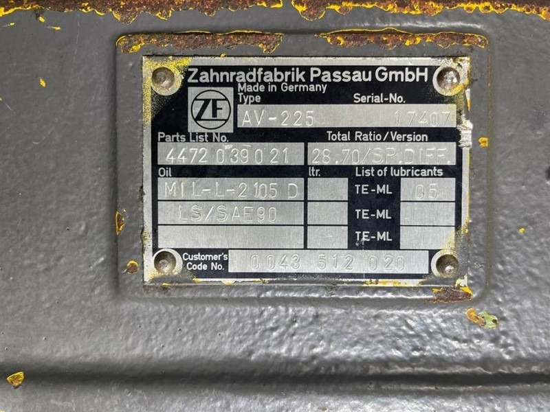 Zettelmeyer ZL502-ZF AV-225-4472339017-Axle housing - 차축 및 부품 건설기계 용 : 사진 5 Zettelmeyer ZL502-ZF AV-225-4472339017-Axle housing - 차축 및 부품 건설기계 용 : 사진 5