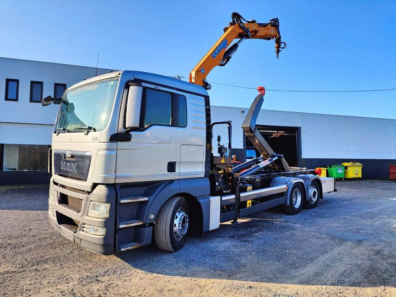 MAN TGX 26.400 6x2 Euro5 Container LEEBUR + Crane Effer 145 - 후크 리프트 트럭, 크레인 트럭 : 사진 1 MAN TGX 26.400 6x2 Euro5 Container LEEBUR + Crane Effer 145 - 후크 리프트 트럭, 크레인 트럭 : 사진 1