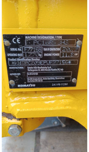 Komatsu PC16R-3HS - 미니 굴삭기 : 사진 2 Komatsu PC16R-3HS - 미니 굴삭기 : 사진 2