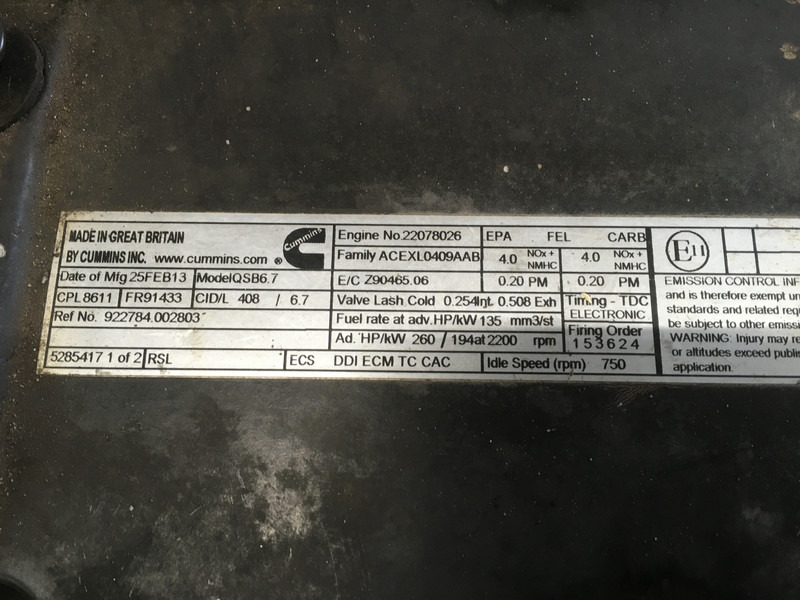 Cummins QSB6.7 CPL8611 CORE - 건설기계 : 사진 1 Cummins QSB6.7 CPL8611 CORE - 건설기계 : 사진 1