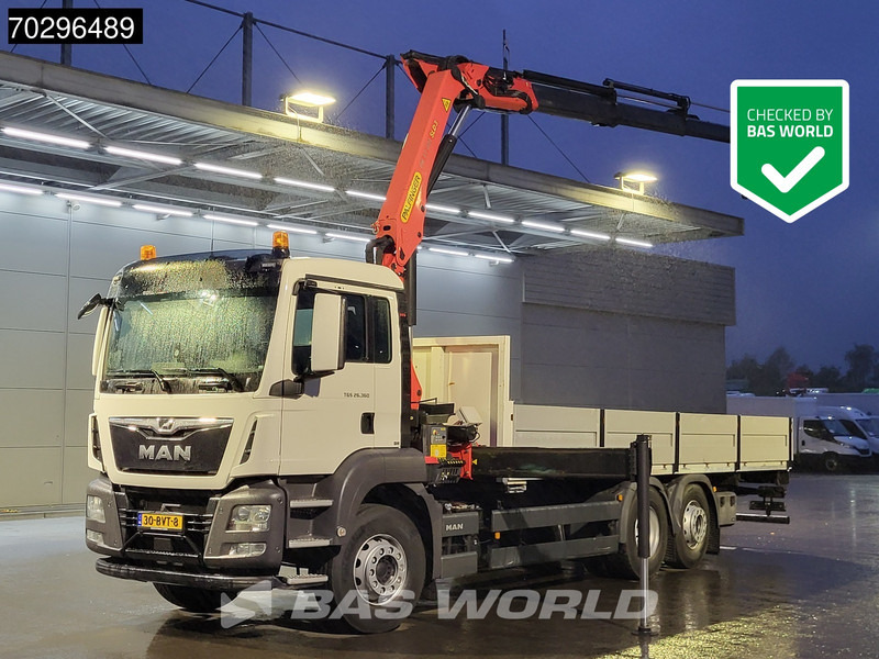 드롭사이드/ 플랫베드 트럭, 크레인 트럭 MAN TGS 26.360 TGS 6X2 NL-Truck Palfinger PK17.001 Crane Kran Lift+Steering-Axle Navi Euro 6 Palfinger : 사진 1