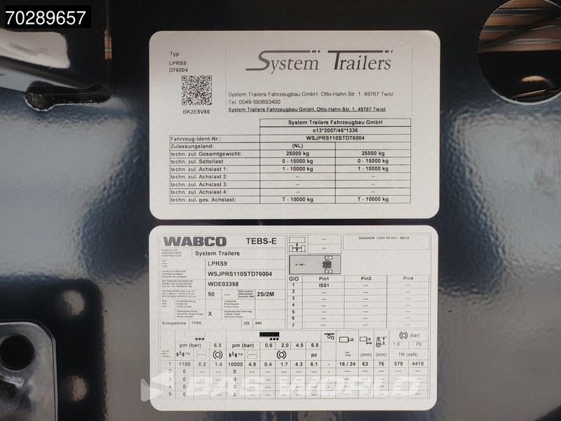 신규 밀폐형 박스 세미 트레일러 SYSTEM TRAILERS LPRS9 : 사진 20