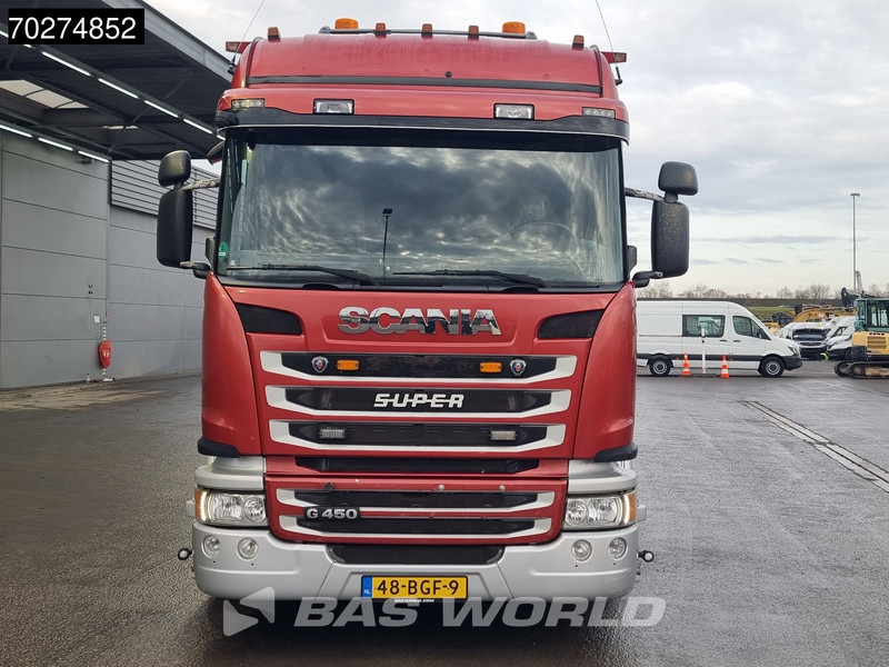 드롭사이드/ 플랫베드 트럭, 크레인 트럭 Scania G450 8X2 NL-Truck Hiab X-HIPRO 1058EP-6 Kran Front stab Retarder Euro 6 : 사진 15