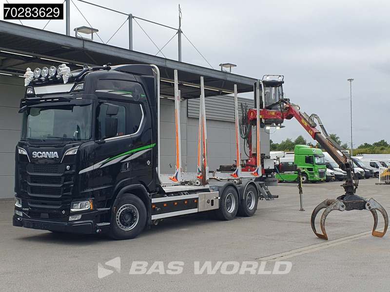 목재 트럭, 크레인 트럭 Scania S650 S 6X4 Tajfun LIV100K Kran Holztransport Retarder 3-Pedals Euro 6 : 사진 7